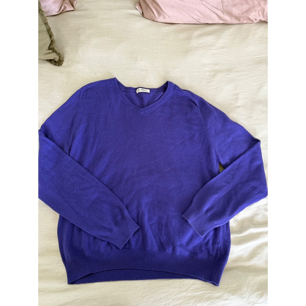 J Crew Cashmere Cotton Blend‎ V-Neck Sweater Pullover Long Sleeve Purple
